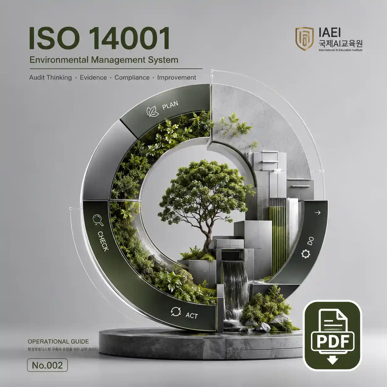 ISO 14001 ESG 리더십 심사 인터뷰 가이드 PDF 표지 - Clause 5.1~5.3 리더십, 환경방침, 책임과 권한 판단 흐름